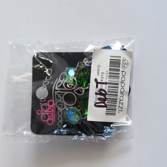 Paparazzi Extra Envious Green and Blue in Silver Earrings - Picture 5 of 7